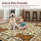 Ultra Soft Area Rug, Non Slip, Stain Resistant, Washable Area Rugs for Living Room, Bedroom, Charming Animal Print Design(Beige)