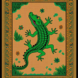 Ultra Soft Area Rug, Non Slip, Stain Resistant, Washable Area Rugs for Living Room, Bedroom, Playful Multi-Color Alligator Aesthetic(Brown)