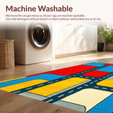Ultra Soft Area Rug, Non Slip, Stain Resistant, Washable Area Rugs for Living Room, Bedroom, Playful Green Urban Adventure Mat(Red)