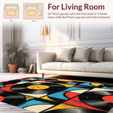 Ultra Soft Area Rug, Non Slip, Stain Resistant, Washable Area Rugs for Living Room, Bedroom, Music Lover's Colorful Kitchen Absorbent Doormat(Black)