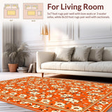 Ultra Soft Area Rug, Non Slip, Stain Resistant, Washable Area Rugs for Living Room, Bedroom, Sunny Outdoor Festive Vibe(Orange)