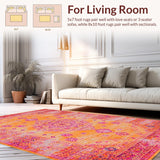 Ultra Soft Area Rug, Non Slip, Stain Resistant, Washable Area Rugs for Living Room, Bedroom, Elegant Ogee Style with Rich Hues(Orange)