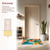 Ultra Soft Area Rug, Non Slip, Stain Resistant, Washable Area Rugs for Living Room, Bedroom, Stylish Contemporary Nature-Inspired Arrangement(Orange)