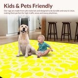 Ultra Soft Area Rug, Non Slip, Stain Resistant, Washable Area Rugs for Living Room, Bedroom, Whimsical Wave-Inspired Decor(Yellow)