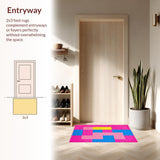 Ultra Soft Area Rug, Non Slip, Stain Resistant, Washable Area Rugs for Living Room, Bedroom, Whimsical Pink Geometric Play Surface(Pink)