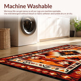 Ultra Soft Area Rug, Non Slip, Stain Resistant, Washable Area Rugs for Living Room, Bedroom, Vintage Artistic Geometric Print(Orange)