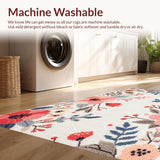 Ultra Soft Area Rug, Non Slip, Stain Resistant, Washable Area Rugs for Living Room, Bedroom, Neutral Floral Playroom Soft Faux Wool Area Carpet(Ivory)