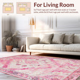 Ultra Soft Area Rug, Non Slip, Stain Resistant, Washable Area Rugs for Living Room, Bedroom, Serene Gentle Pastel Blend(Pink)