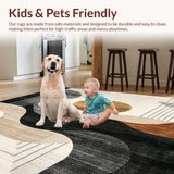 Ultra Soft Area Rug, Non Slip, Stain Resistant, Washable Area Rugs for Living Room, Bedroom, Barista Collection Abstract Swirl Area for Modern Interior Decor(Gray)