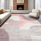 Ultra Soft Area Rug, Non Slip, Stain Resistant, Washable Area Rugs for Living Room, Bedroom, Elegant Muted Pink Geometric Motif(Pink)