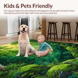 Ultra Soft Area Rug, Non Slip, Stain Resistant, Washable Area Rugs for Living Room, Bedroom, Lush Forest Floral Motif(Green)