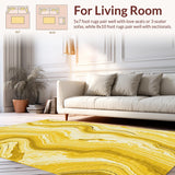 Ultra Soft Area Rug, Non Slip, Stain Resistant, Washable Area Rugs for Living Room, Bedroom, Warm Earth Tone Textured Pattern(Yellow)