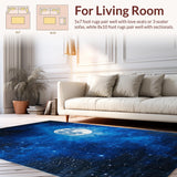 Ultra Soft Area Rug, Non Slip, Stain Resistant, Washable Area Rugs for Living Room, Bedroom, Celestial Blue Abstract Composition(Blue)