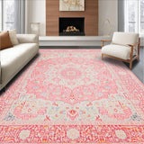 Ultra Soft Area Rug, Non Slip, Stain Resistant, Washable Area Rugs for Living Room, Bedroom, Serene Creamy Lotus Design(Pink)