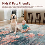 Ultra Soft Area Rug, Non Slip, Stain Resistant, Washable Area Rugs for Living Room, Bedroom, Boho Chic Area Rug: Abstract Floral Design(Gray)