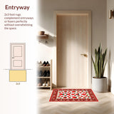 Ultra Soft Area Rug, Non Slip, Stain Resistant, Washable Area Rugs for Living Room, Bedroom, Joyful Springtime Fruit and Bee Fusion(Red)