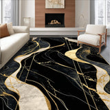 Ultra Soft Area Rug, Non Slip, Stain Resistant, Washable Area Rugs for Living Room, Bedroom, Sleek Abstract Minimalist Appeal(Black)