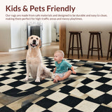 Ultra Soft Area Rug, Non Slip, Stain Resistant, Washable Area Rugs for Living Room, Bedroom, Chessboard Black & White Checkered Patio Rug(Black)