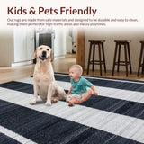 Ultra Soft Area Rug, Non Slip, Stain Resistant, Washable Area Rugs for Living Room, Bedroom, Striped Modern Rug, Black & White(Black)