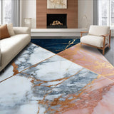 Ultra Soft Area Rug, Non Slip, Stain Resistant, Washable Area Rugs for Living Room, Bedroom, Rose Gold Textured Kitchen Mat for Farmhouse Decor(White)