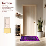 Ultra Soft Area Rug, Non Slip, Stain Resistant, Washable Area Rugs for Living Room, Bedroom, Energetic Pink and Black Theme(Purple)