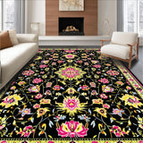 Ultra Soft Area Rug, Non Slip, Stain Resistant, Washable Area Rugs for Living Room, Bedroom, Vibrant Pink and Black Trellis Style(Black)