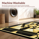 Ultra Soft Area Rug, Non Slip, Stain Resistant, Washable Area Rugs for Living Room, Bedroom, Art Deco Elegance Gold and Black Geometric(Gold)