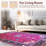 Ultra Soft Area Rug, Non Slip, Stain Resistant, Washable Area Rugs for Living Room, Bedroom, Rustic Hot Pink Trellis Charm(Red)