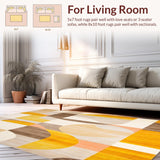 Modern Abstract Tan Beige Yellow Geometric Bathroom Floor Mat(Yellow)
