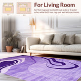 Ultra Soft Area Rug, Non Slip, Stain Resistant, Washable Area Rugs for Living Room, Bedroom, Lively Modern Swirl Pattern(Purple)