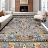 Ultra Soft Area Rug, Non Slip, Stain Resistant, Washable Area Rugs for Living Room, Bedroom, Chic Vintage Textured Patterns(Gray)