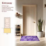 Ultra Soft Area Rug, Non Slip, Stain Resistant, Washable Area Rugs for Living Room, Bedroom, Soft Pastel Flower Aesthetic(Purple)