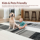 Ultra Soft Area Rug, Non Slip, Stain Resistant, Washable Area Rugs for Living Room, Bedroom, Woven Stripe Rug: Elegant Black White Design(Black)