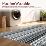 Ultra Soft Area Rug, Non Slip, Stain Resistant, Washable Area Rugs for Living Room, Bedroom, Graphic Horizontal Ray Rug with Sharp Black and White Border Lines(Gray)