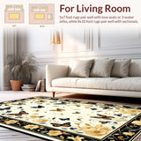 Ultra Soft Area Rug, Non Slip, Stain Resistant, Washable Area Rugs for Living Room, Bedroom, Sophisticated Bold Insect Imagery(Beige)
