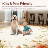 Ultra Soft Area Rug, Non Slip, Stain Resistant, Washable Area Rugs for Living Room, Bedroom, Vintage Inspired Retro Floral Boho Motifs(Beige)