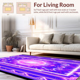 Ultra Soft Area Rug, Non Slip, Stain Resistant, Washable Area Rugs for Living Room, Bedroom, Whimsical Colorful Fantasy Theme(Purple)