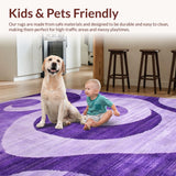 Ultra Soft Area Rug, Non Slip, Stain Resistant, Washable Area Rugs for Living Room, Bedroom, Bright Youthful Swirl Aesthetic(Purple)