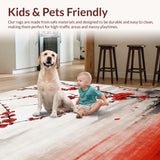 Ultra Soft Area Rug, Non Slip, Stain Resistant, Washable Area Rugs for Living Room, Bedroom, Vivid Cherry Blossom Abstract Art(Red)