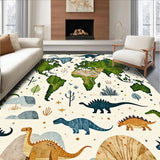 Beige Interactive with Dinosaur Figures and Artistic World Map(Green)