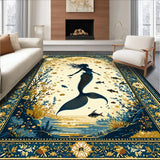 Ultra Soft Area Rug, Non Slip, Stain Resistant, Washable Area Rugs for Living Room, Bedroom, Rustic Ocean Wave Motif(Gold)
