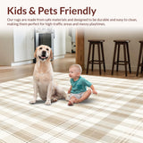 Contemporary Beige Plaid Area with Subtle Checkered Texture and Tones(Beige)