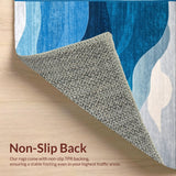 Ultra Soft Area Rug, Non Slip, Stain Resistant, Washable Area Rugs for Living Room, Bedroom, Serene Gradient Wave Motif(Blue)