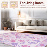 Ultra Soft Area Rug, Non Slip, Stain Resistant, Washable Area Rugs for Living Room, Bedroom, Festive Whimsical Egg Motif(Pink)