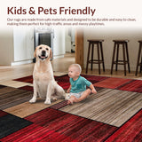 Ultra Soft Area Rug, Non Slip, Stain Resistant, Washable Area Rugs for Living Room, Bedroom, Harvest-Inspired Abstract Warm Tones(Red)