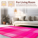 Ultra Soft Area Rug, Non Slip, Stain Resistant, Washable Area Rugs for Living Room, Bedroom, Delightful Cheerful Swirl Concept(Pink)