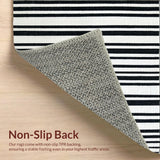 Ultra Soft Area Rug, Non Slip, Stain Resistant, Washable Area Rugs for Living Room, Bedroom, Minimalist Monochrome Linear Pattern Rug with Bold Black and White Stripes(Black)