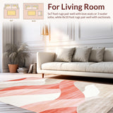 Ultra Soft Area Rug, Non Slip, Stain Resistant, Washable Area Rugs for Living Room, Bedroom, Pastel Ombre Linear Aesthetics(Red)