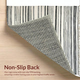 Ultra Soft Area Rug, Non Slip, Stain Resistant, Washable Area Rugs for Living Room, Bedroom, Rustic Striped Textured Visual(Black)