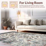 Ultra Soft Area Rug, Non Slip, Stain Resistant, Washable Area Rugs for Living Room, Bedroom, Trendy Abstract Tiled Arrangement(White)